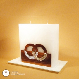 Hochzeitskerze Exklusiv medium Nussholz