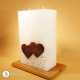 Hochzeitskerze Herz an Herz mit Glitzerband