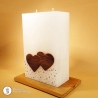 Hochzeitskerze Herz an Herz mit Glitzerband