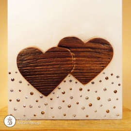 Hochzeitskerze Herz an Herz mit Glitzerband