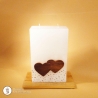 Hochzeitskerze Herz an Herz mit Glitzerband