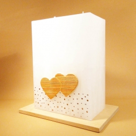 Hochzeitskerze Herz an Herz medium hell