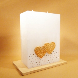 Hochzeitskerze Herz an Herz medium hell