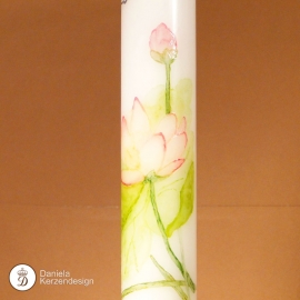 Taufkerze Wasserlilie gemalt