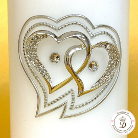 Hochzeitskerze Doppelherz silber