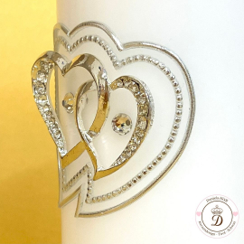 Hochzeitskerze Doppelherz silber