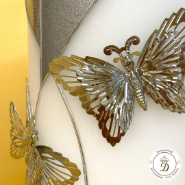 Hochzeitskerze Herzblumen mit Schmetterlingen