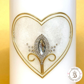 Hochzeitskerze Herz mit Glitzerblume