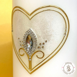 Hochzeitskerze Herz mit Glitzerblume
