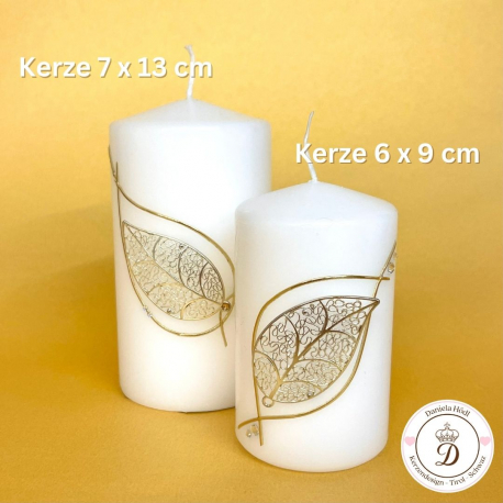 Kerze mit Silberblatt