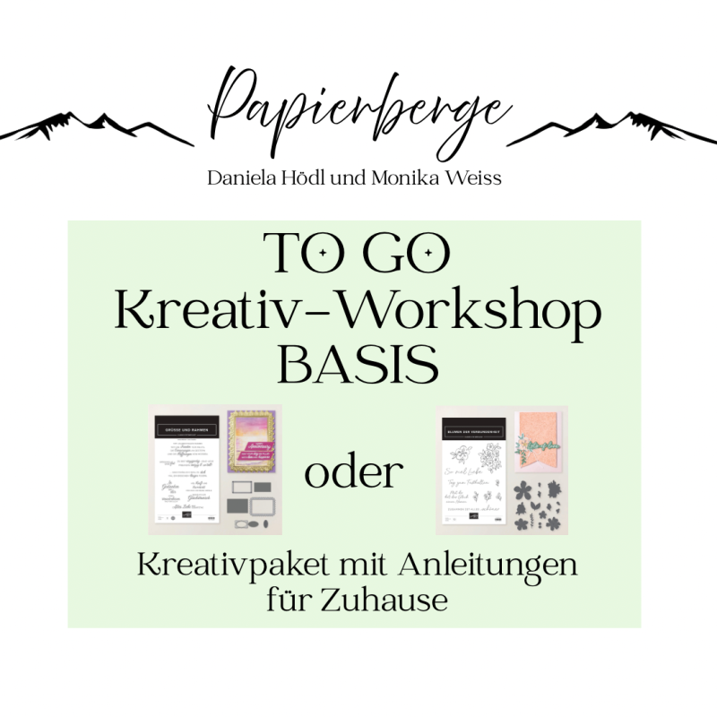 Materialpaket zum Kreativ Workshop vom Papierberge Team Daniela Hödl und Monika Weiss