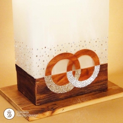 Hochzeitskerze Altholz Swarovski mit Ringe