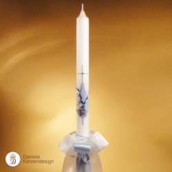 Taufkerze zart und leicht - hellblau