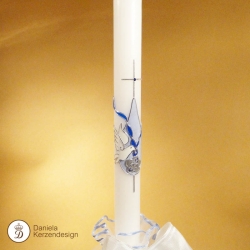 Taufkerze zart und leicht - hellblau