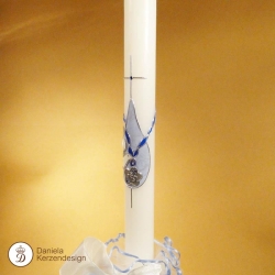 Taufkerze zart und leicht - hellblau