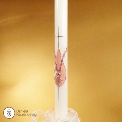 Taufkerze zart und leicht - rosa