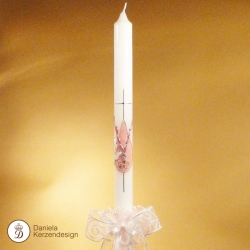 Taufkerze zart und leicht - rosa