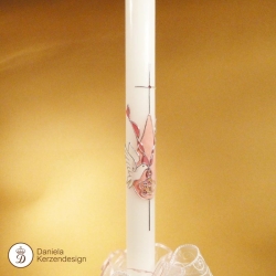 Taufkerze zart und leicht - rosa
