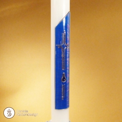 Taufkerze Tautropfen blau