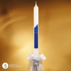 Taufkerze Tautropfen blau