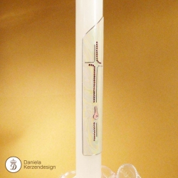 Taufkerze Tautropfen rosa